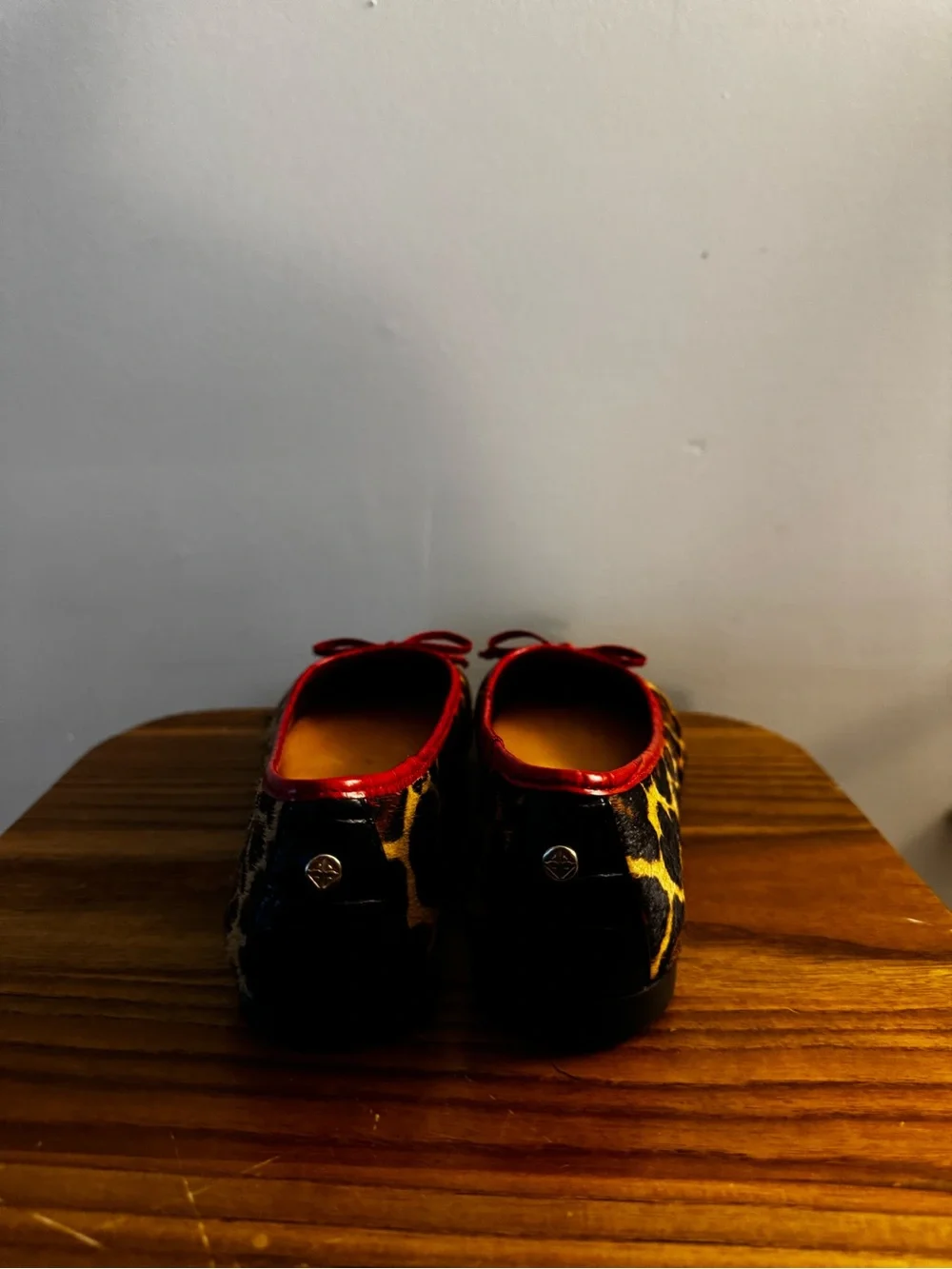 ANTONIO MELANI Leopard Ballet Flats with Red Trim
